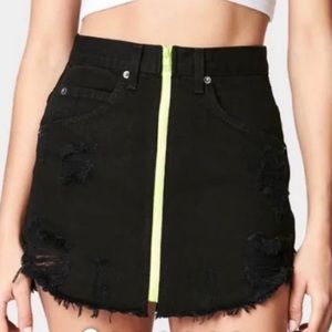 Carmar Denim Black Beatrice Distressed Zip Front Skirt - Size 26